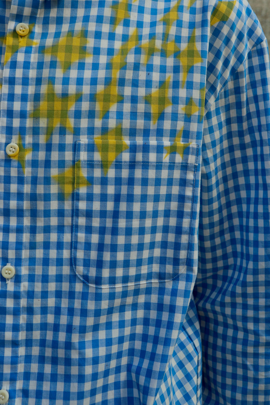 FILME FILLED  Distortion Collar  Shirt(Gingham Blue)