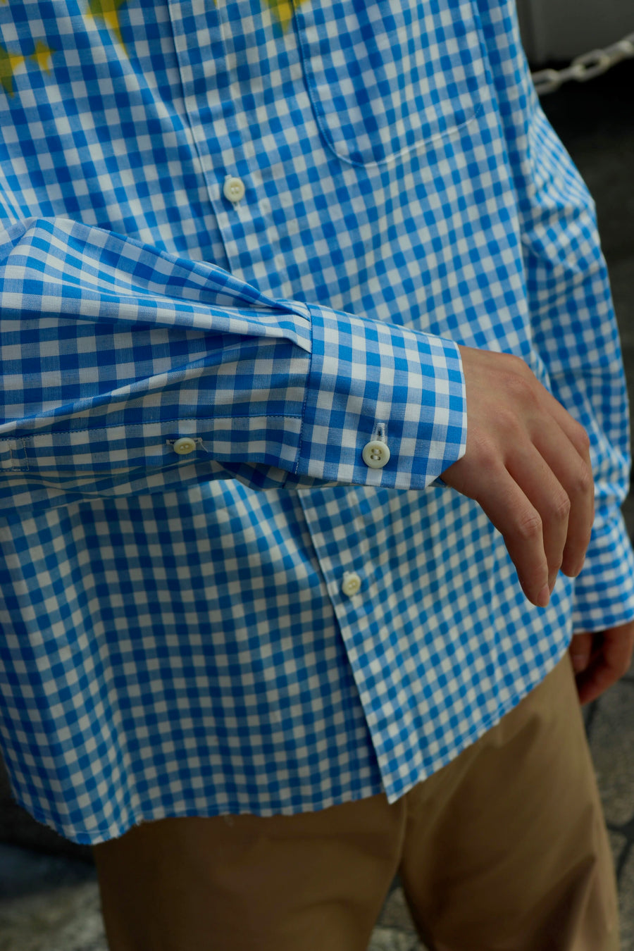 FILME FILLED  Distortion Collar  Shirt(Gingham Blue)