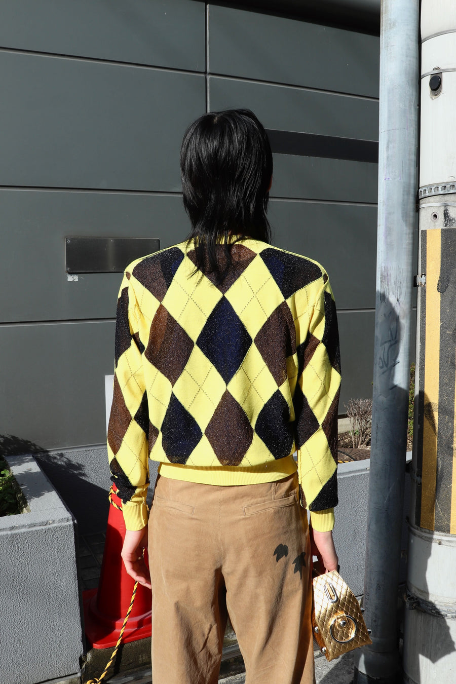 MASU  REVERSED ARGYLE SWEATER(YELLOW)