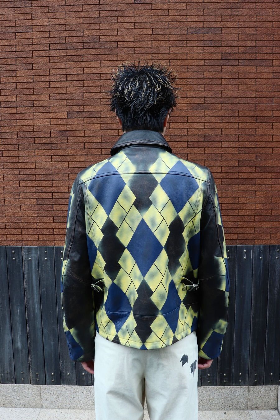 MASU  ARGYLE LEATHER SPORTS JACKET