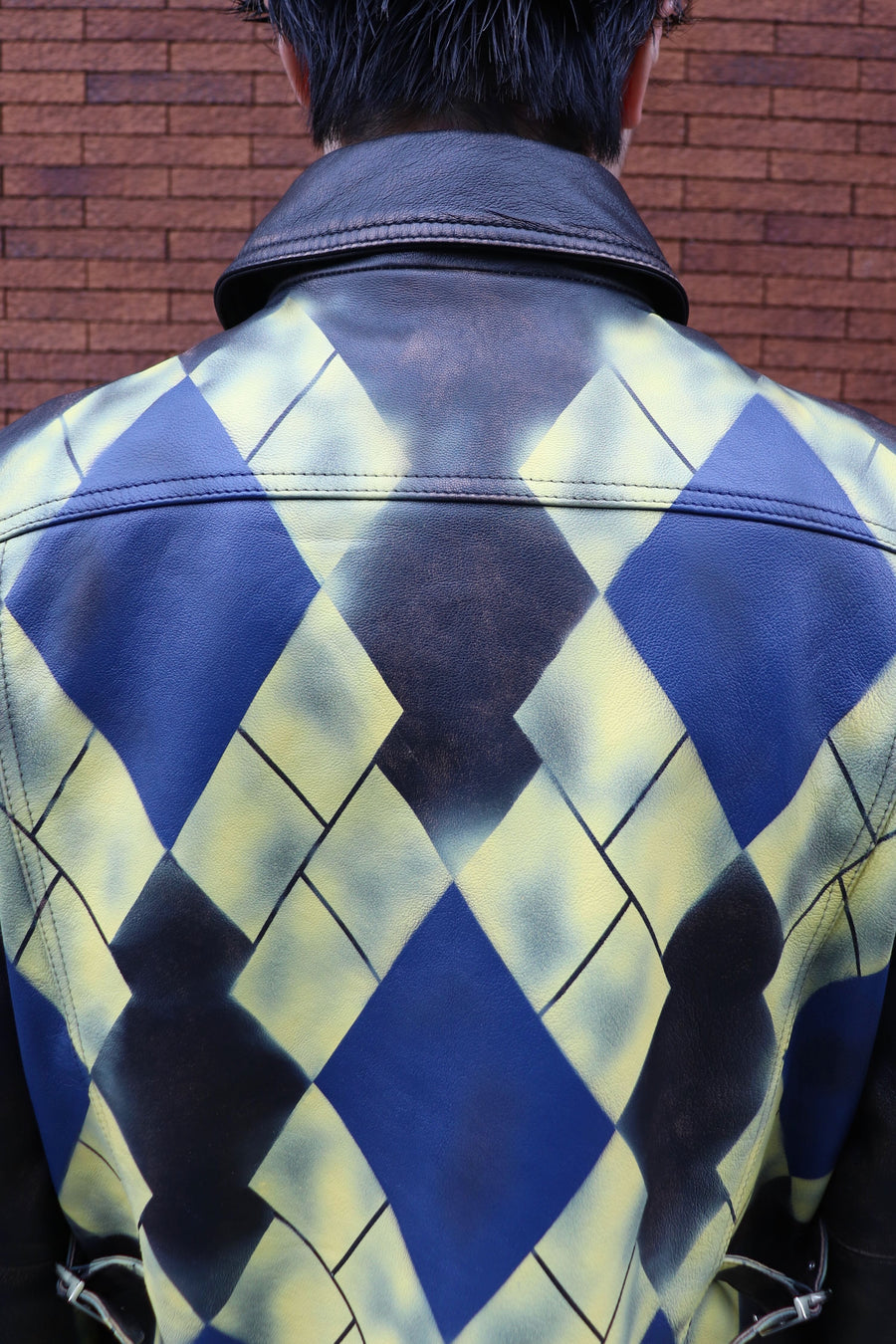 MASU  ARGYLE LEATHER SPORTS JACKET