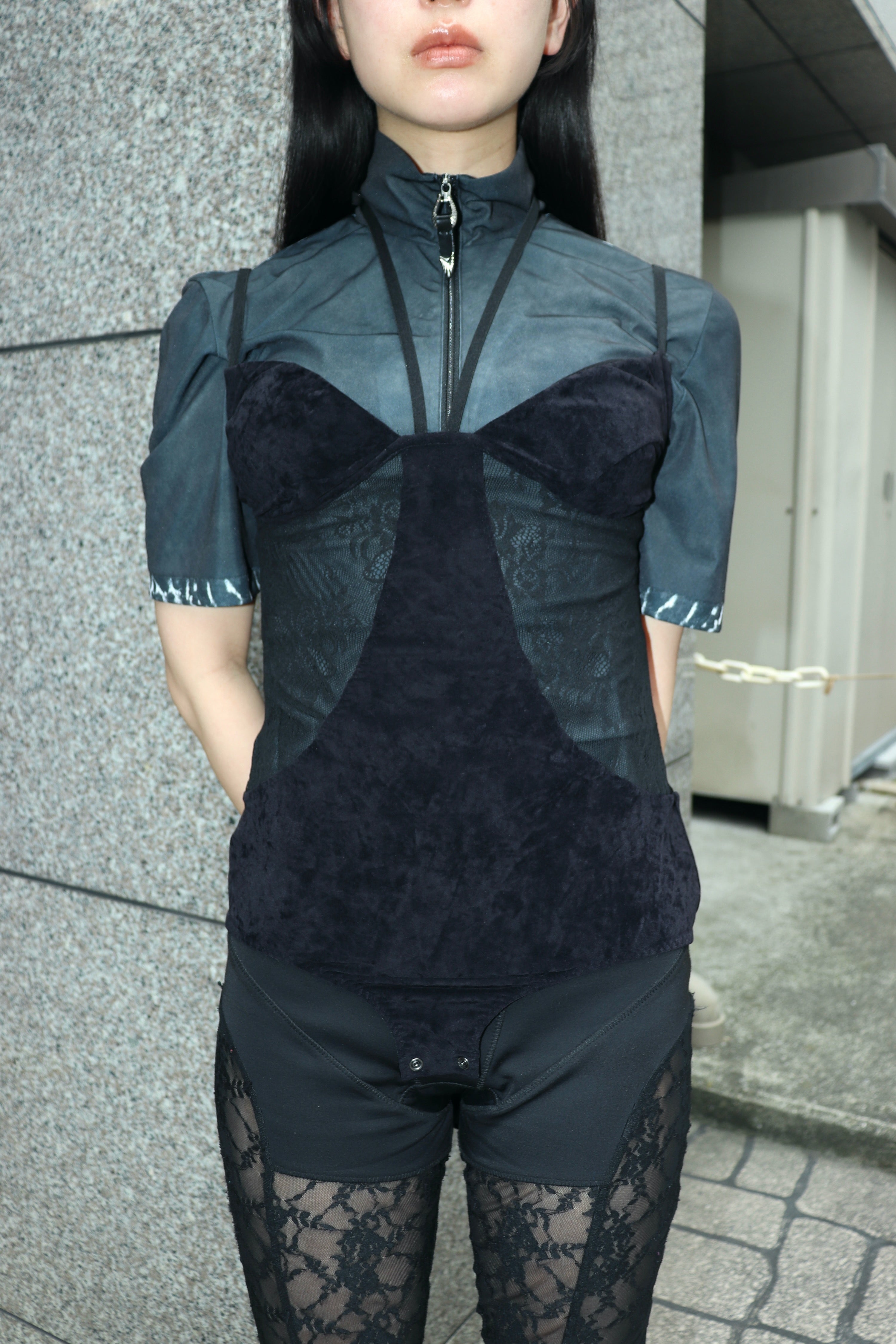 FETICO(フェティコ)のSHEER PANELED VELOUR BODYSUITの通販｜PALETTE