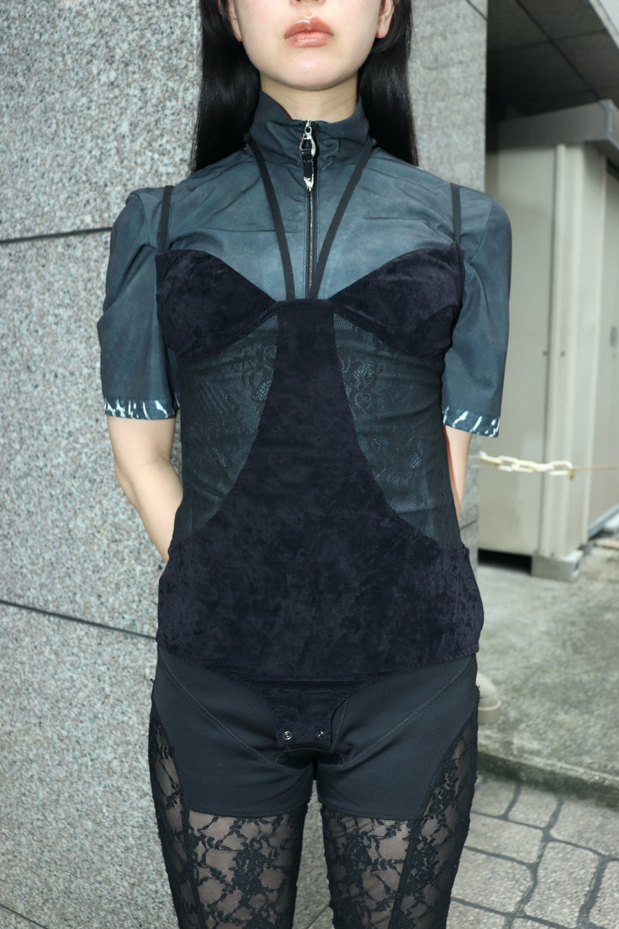 FETICO(フェティコ)のSHEER PANELED VELOUR BODYSUITの通販｜PALETTE