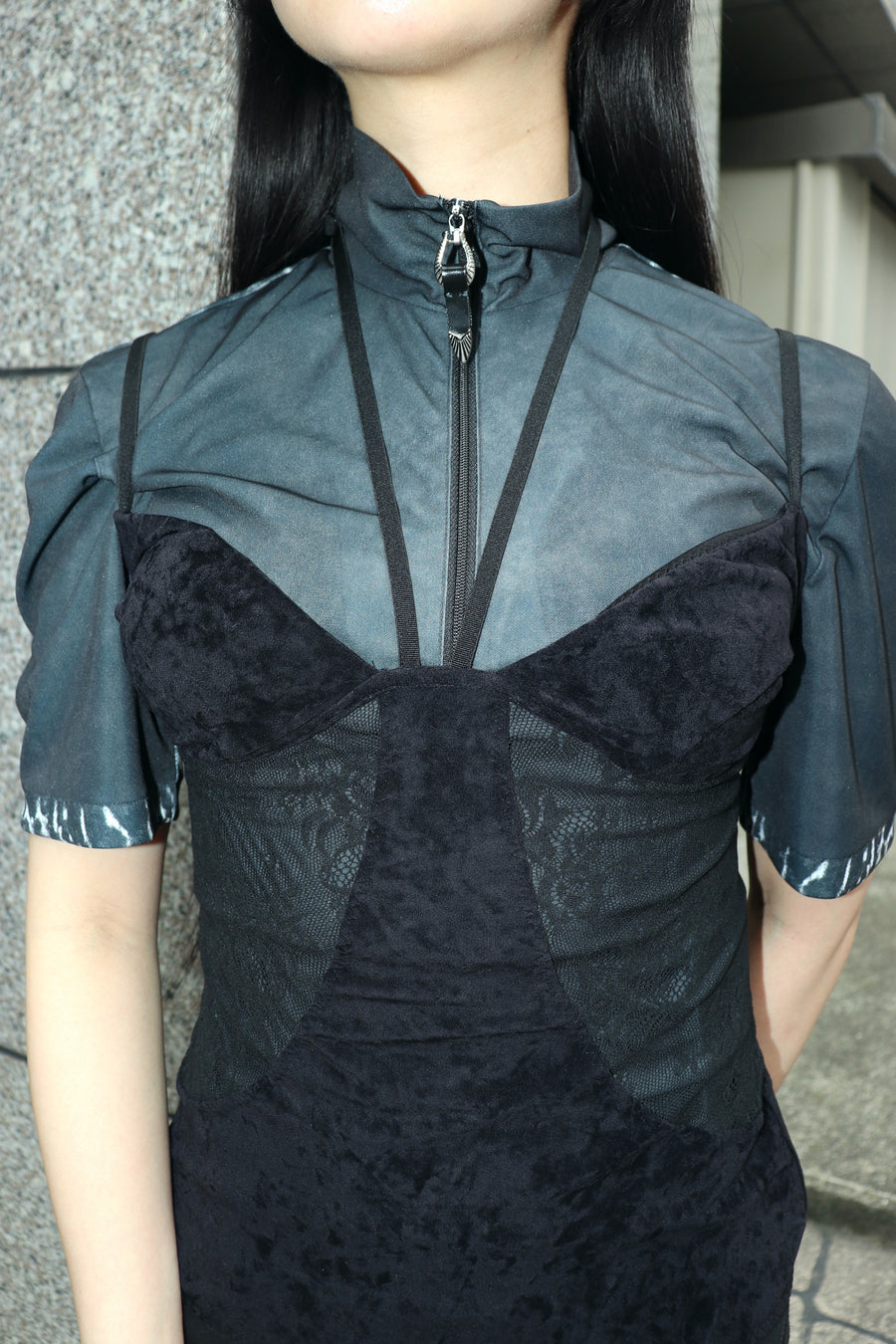 FETICO(フェティコ)のSHEER PANELED VELOUR BODYSUITの通販｜PALETTE
