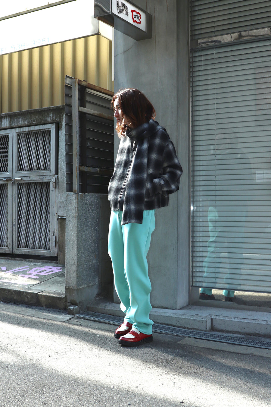 soe  Ombre Check Short Jacket with Scarf