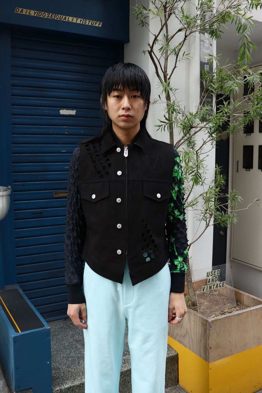 MASU  MEDAL-CUT LEATHER VEST