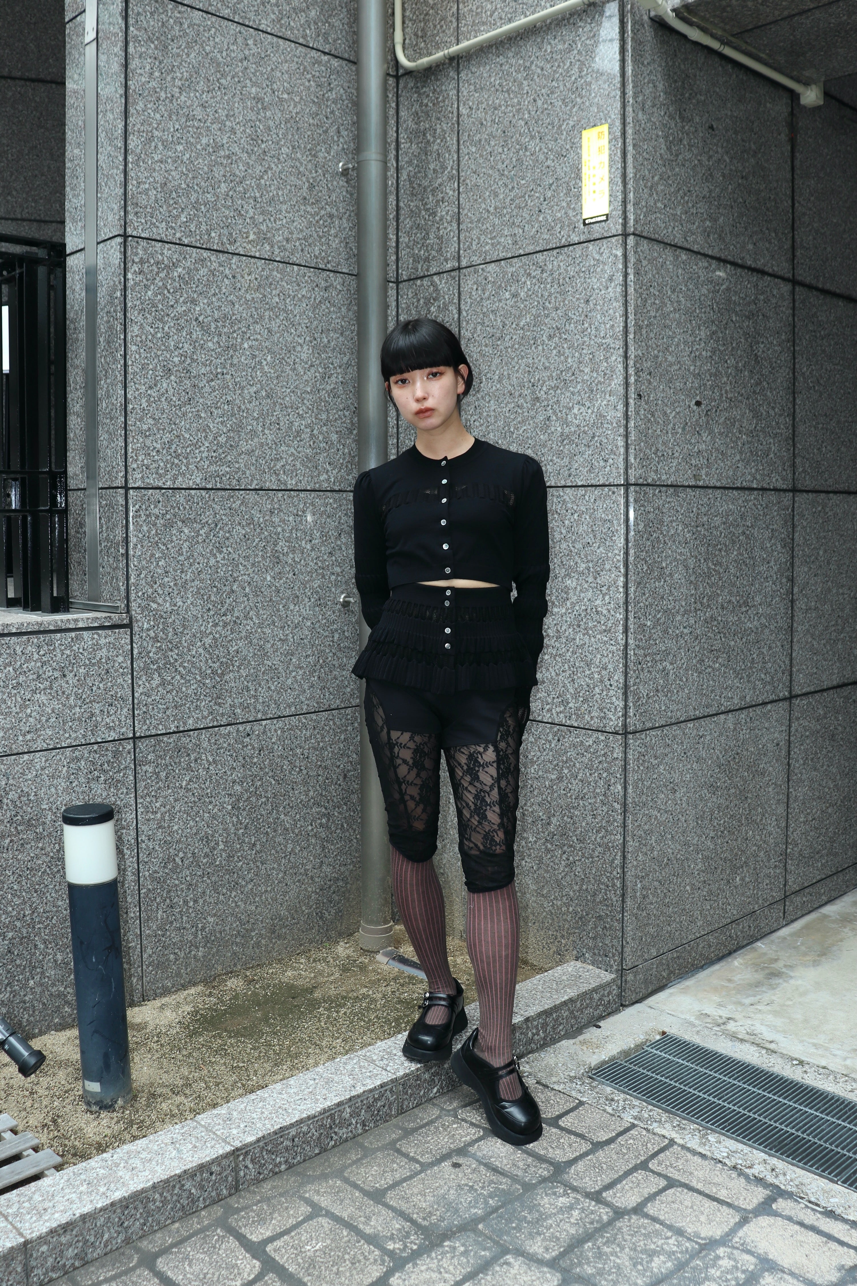 FETICO(フェティコ)のCONVERTIBLE SHEER LACE STRIPE KNIT CARDIGANの