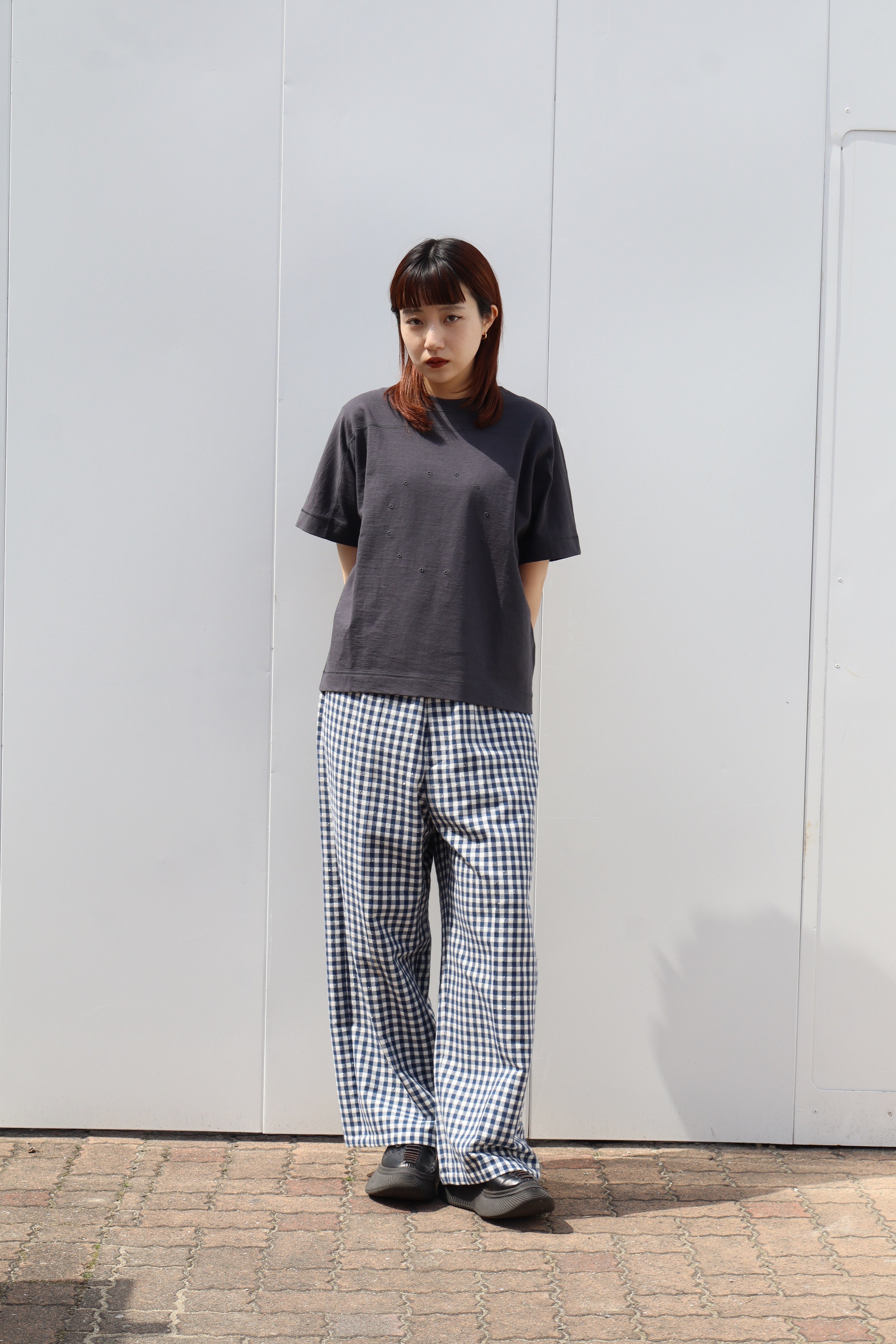 MASU(エムエーエスユー)のSPARKLING PLAID WIDE EASY PANTS BLUEの通販