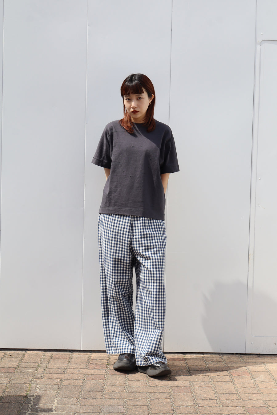 パンツ MASU SPARKLING PLAID WIDE EASY PANTS MASU(エムエーエスユー)のSPARKLING PLAID WIDE EASY PANTS BLACKの