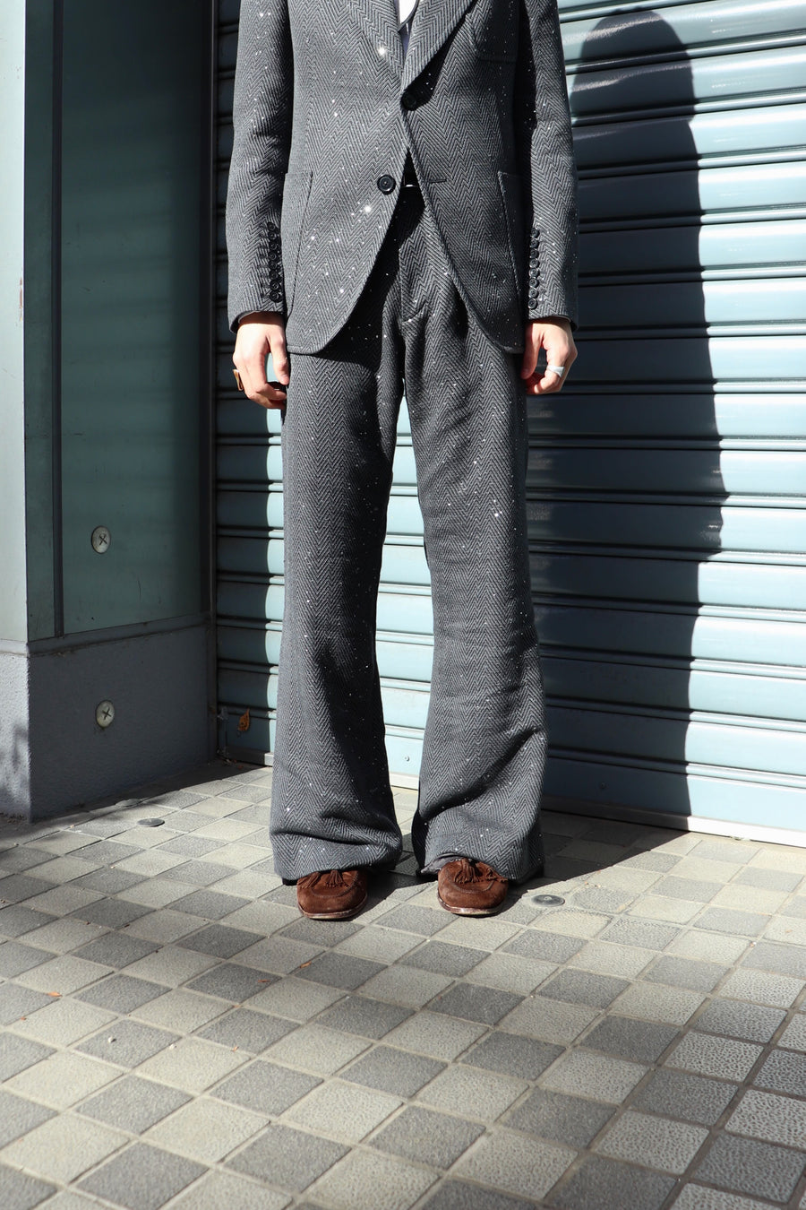 MASU  SPARKLING FLARE TROUSERS(DARK GRAY)