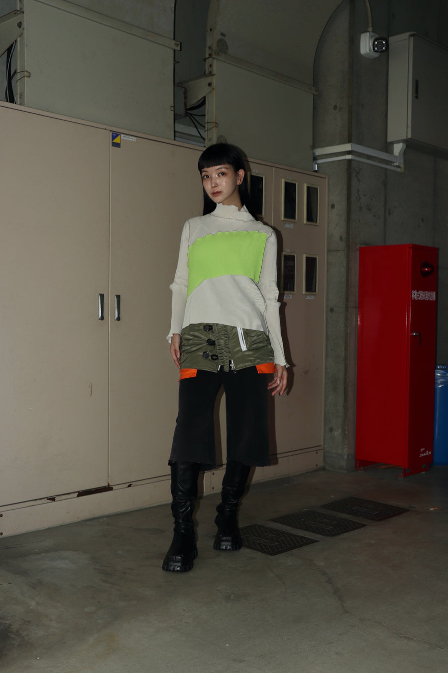 kotohayokozawa  SPIRAL WAVE LONG SLEEVE TOP HIGH NECK(LT.BEIGE)