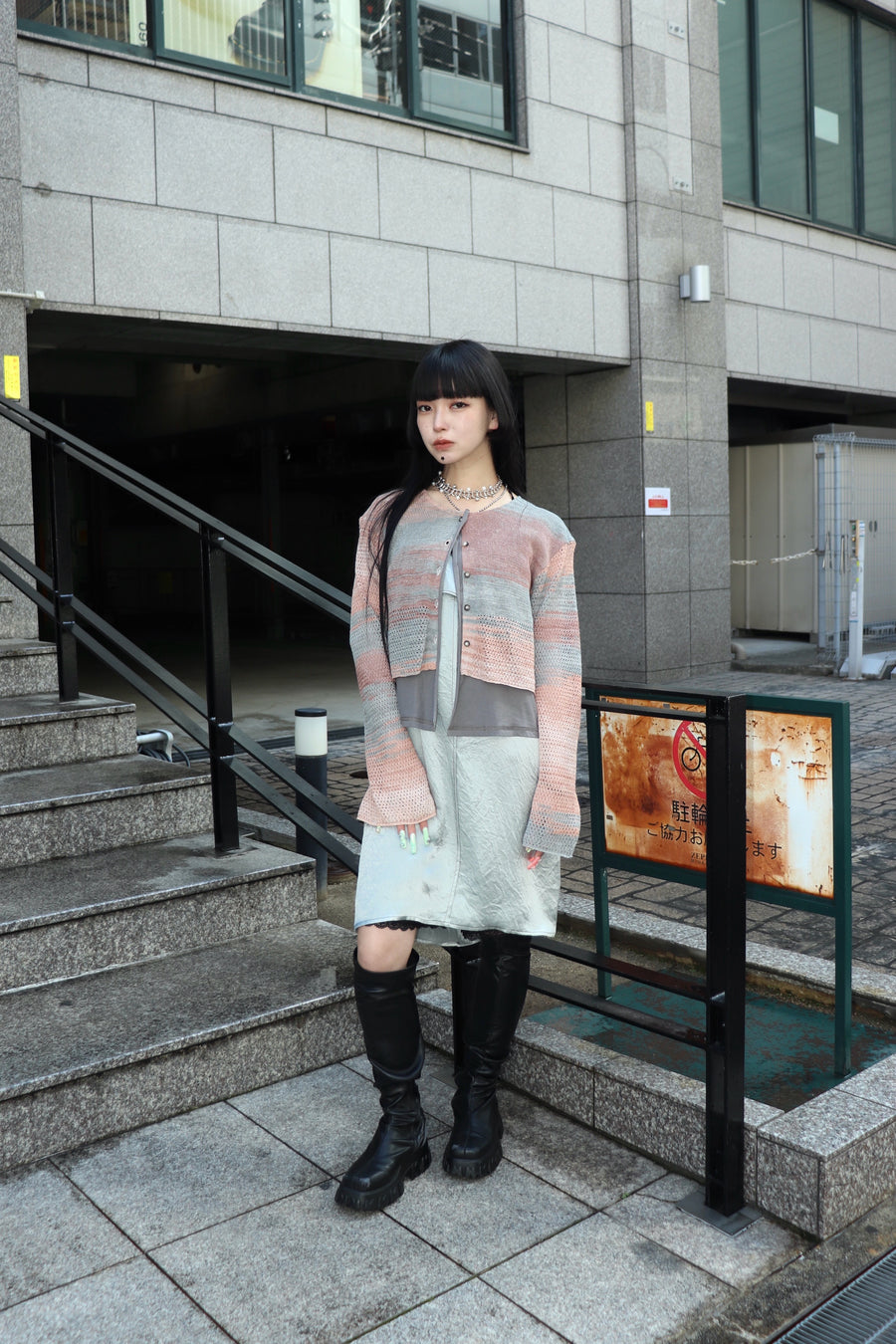 PERVERZE(パーバーズ)のDouble T-Layered Knit Cardigan BEIGEの通販