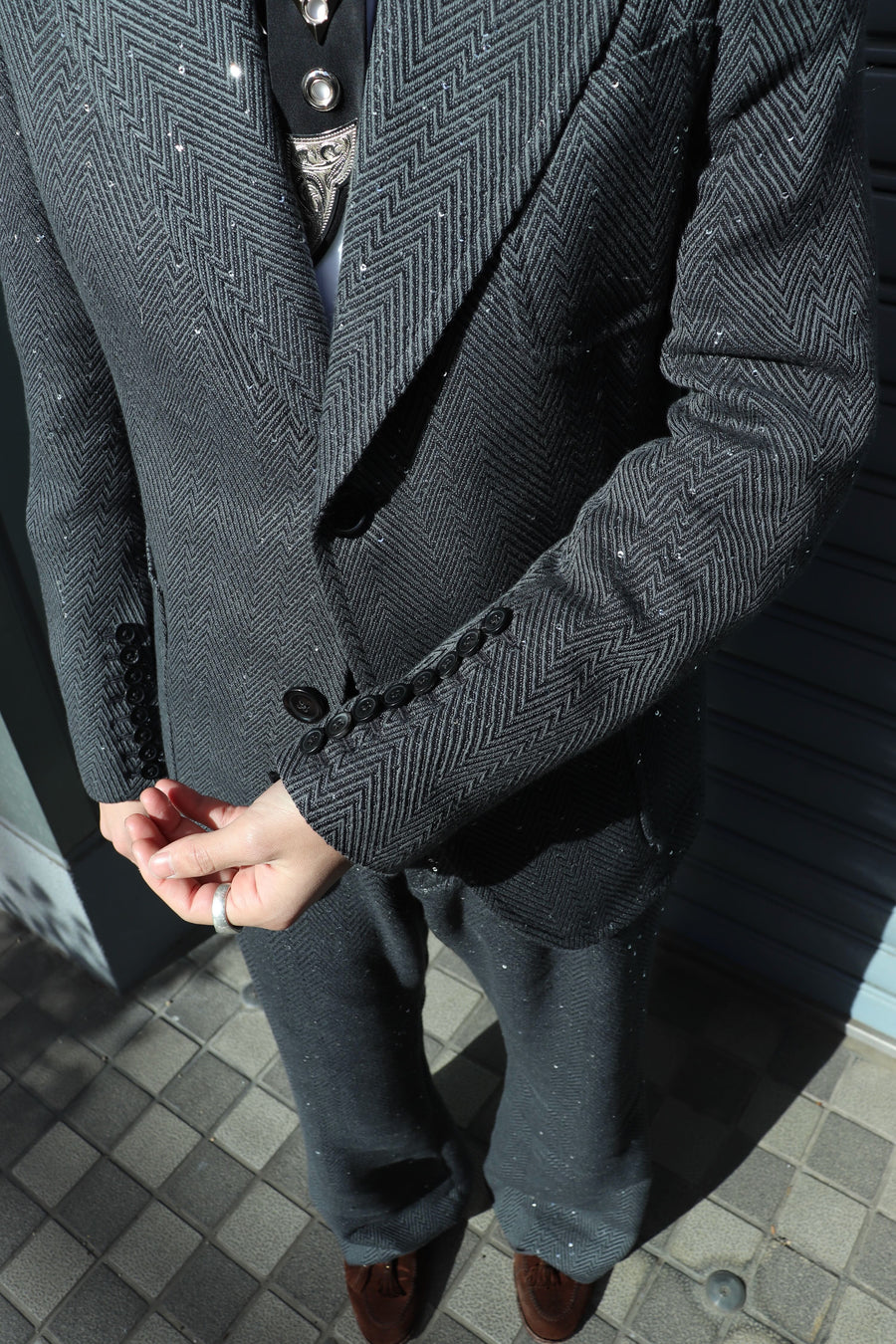 MASU  SPARKLING TAILORED JACKET(DARK GREY)