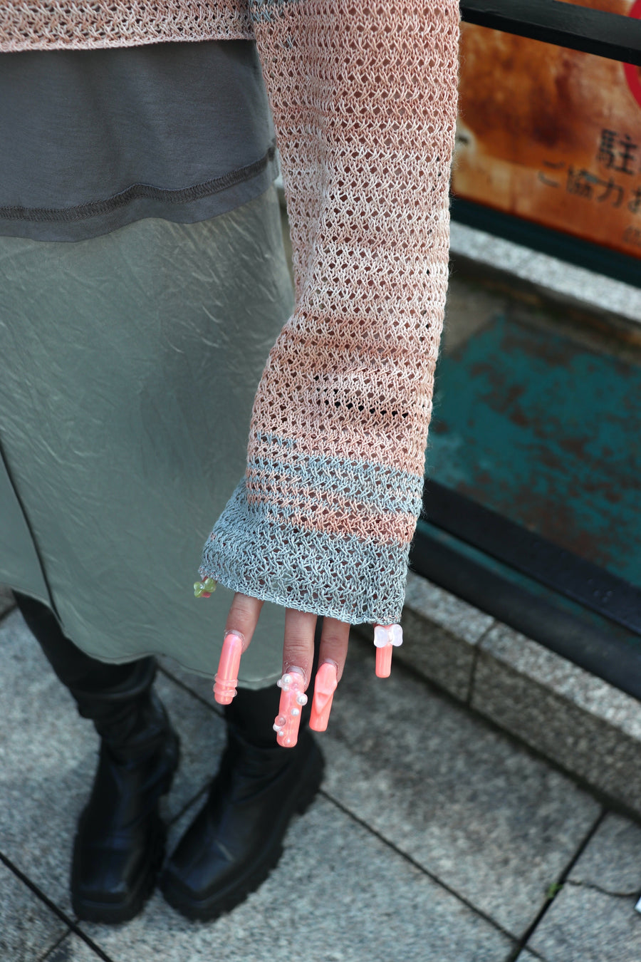 PERVERZE(パーバーズ)のDouble T-Layered Knit Cardigan BEIGEの通販
