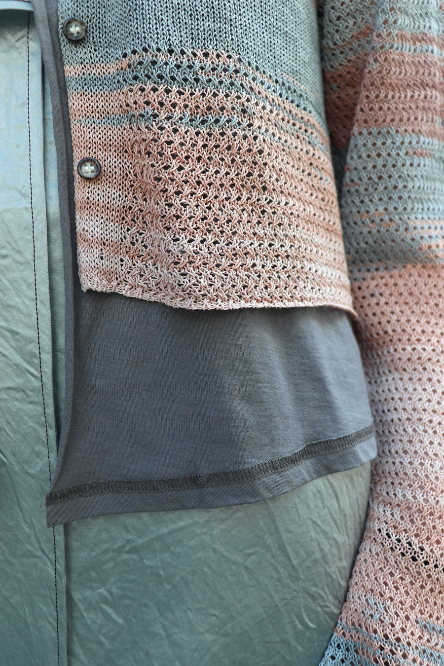 PERVERZE(パーバーズ)のDouble T-Layered Knit Cardigan BEIGEの通販