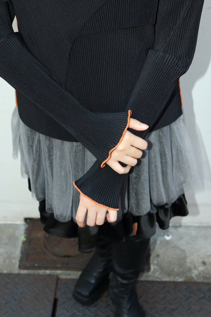 kotohayokozawa  T*D* WAVE LONG SLEEVE TOP HIGH NECK(BLACK)