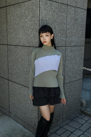 kotohayokozawa  SPIRAL WAVE LONG SLEEVE TOP HIGH NECK(OAK GRAY)