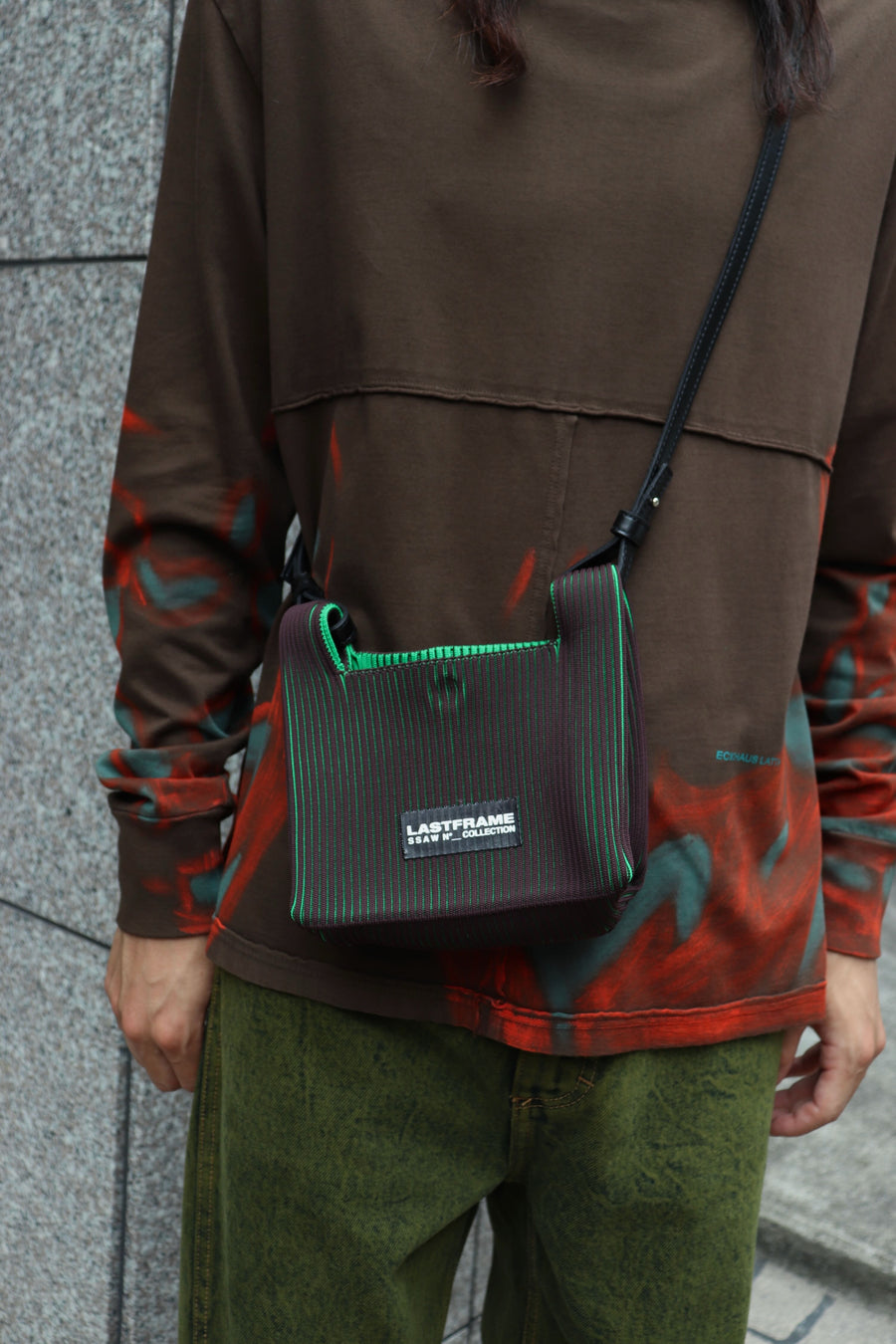 LASTFRAME  WRAP BAG MINI STRAP(BROWN×GREEN)