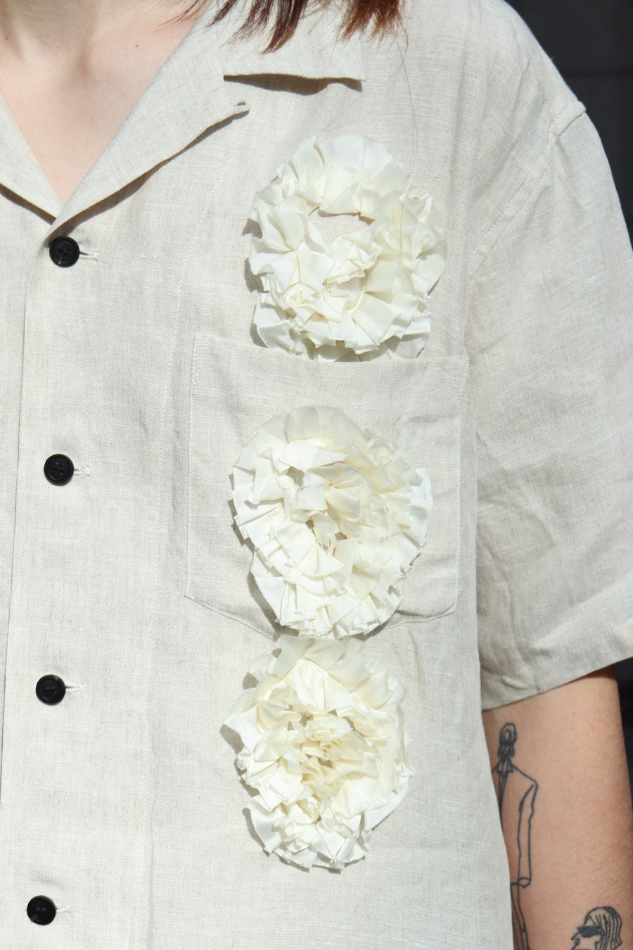 TOGA VIRILIS  Linen S/S shirt(OFF WHITE)