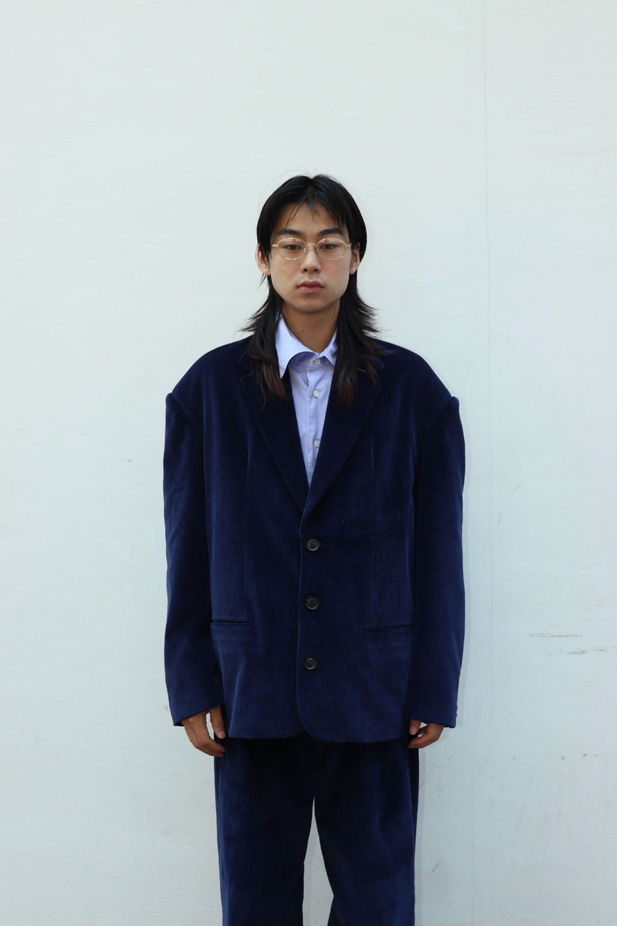 SOSHIOTSUKI  ROUND BIG SHOULDER CORDUROY JACKET(NAVY)