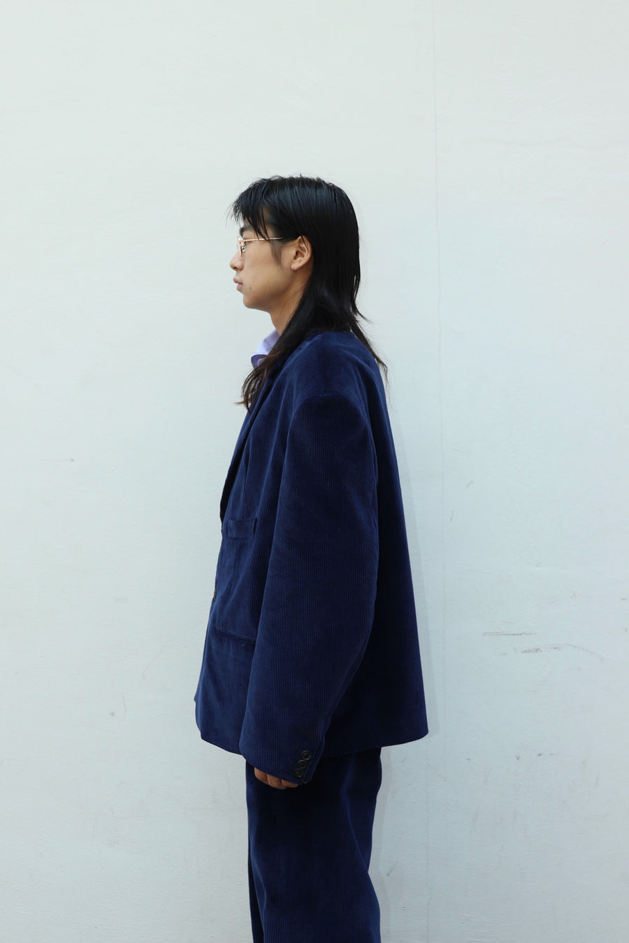 SOSHIOTSUKI  ROUND BIG SHOULDER CORDUROY JACKET(NAVY)