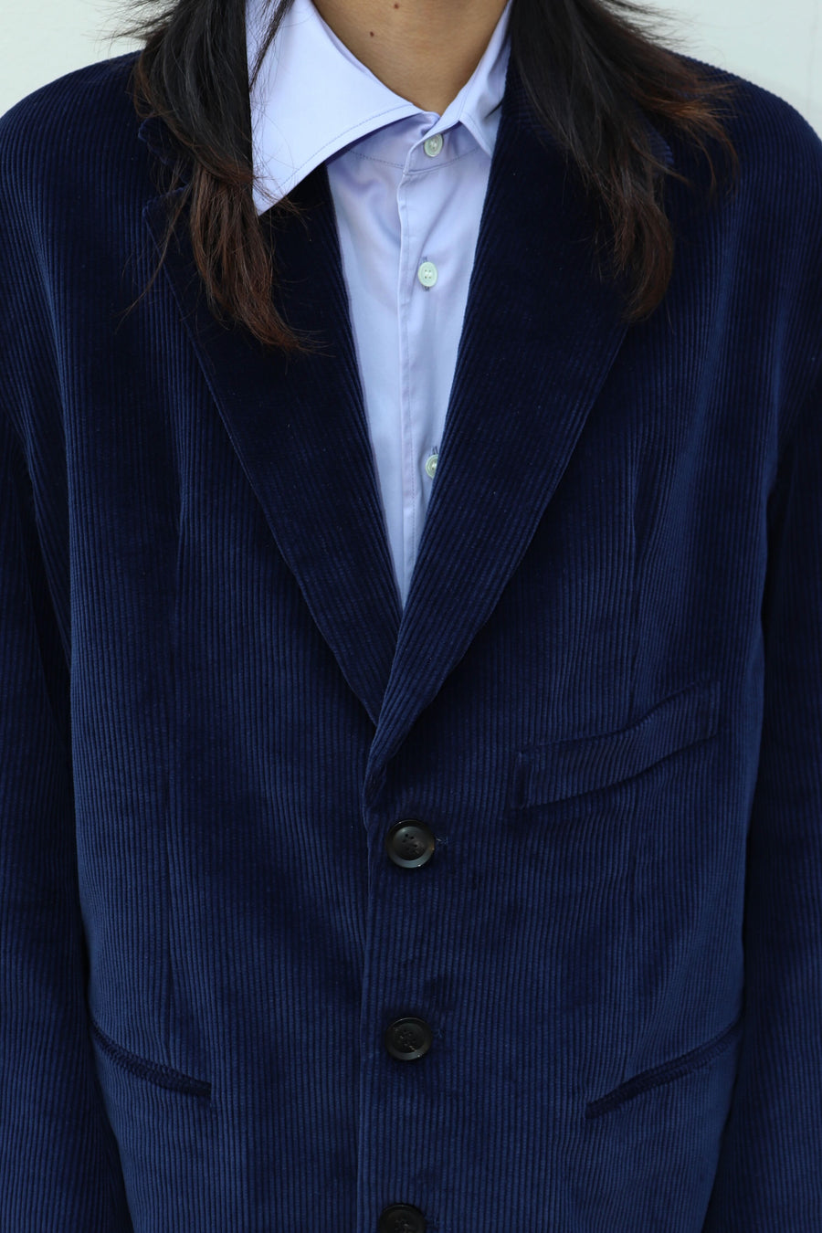 SOSHIOTSUKI  ROUND BIG SHOULDER CORDUROY JACKET(NAVY)