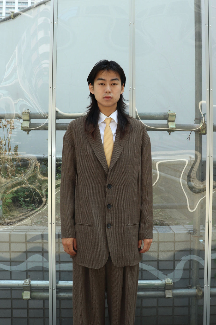 SOSHIOTSUKI  DRAPED DART WOOL SERGE BLAZER(BROWN)