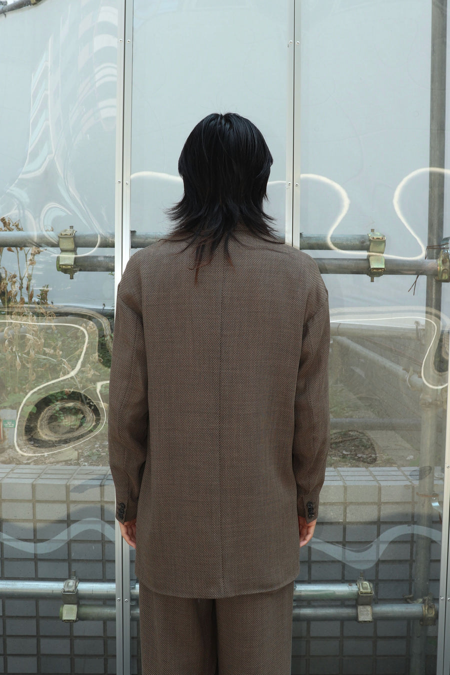 SOSHIOTSUKI  DRAPED DART WOOL SERGE BLAZER(BROWN)