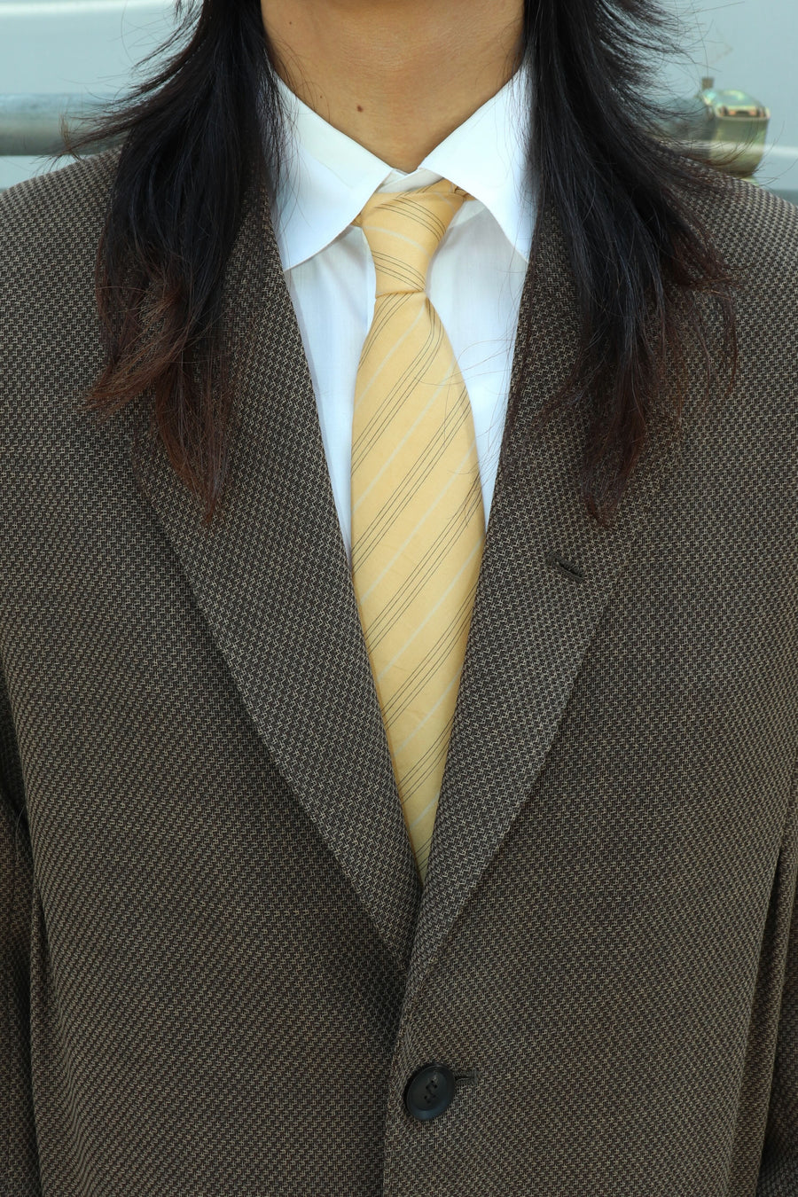 SOSHIOTSUKI  DRAPED DART WOOL SERGE BLAZER(BROWN)