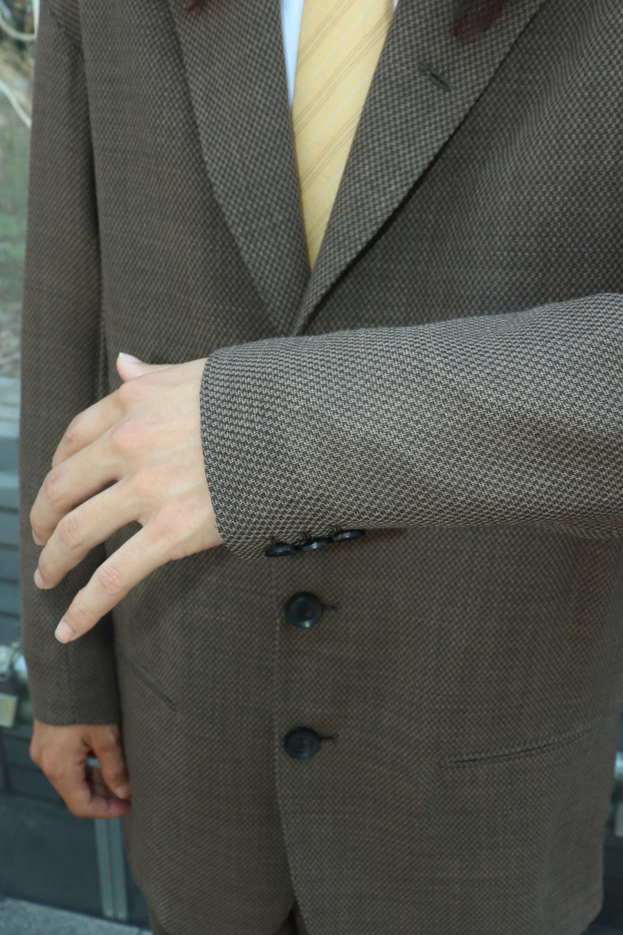 SOSHIOTSUKI  DRAPED DART WOOL SERGE BLAZER(BROWN)