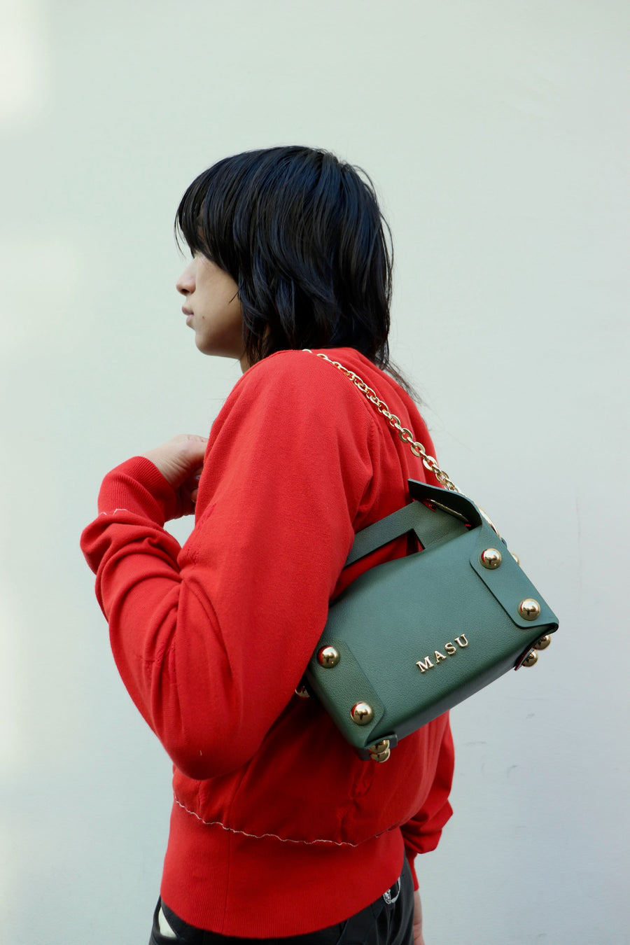 MASU(エムエーエスユー)のLEATHER CAKE BAG MOSS GREEN(バッグ)の通販