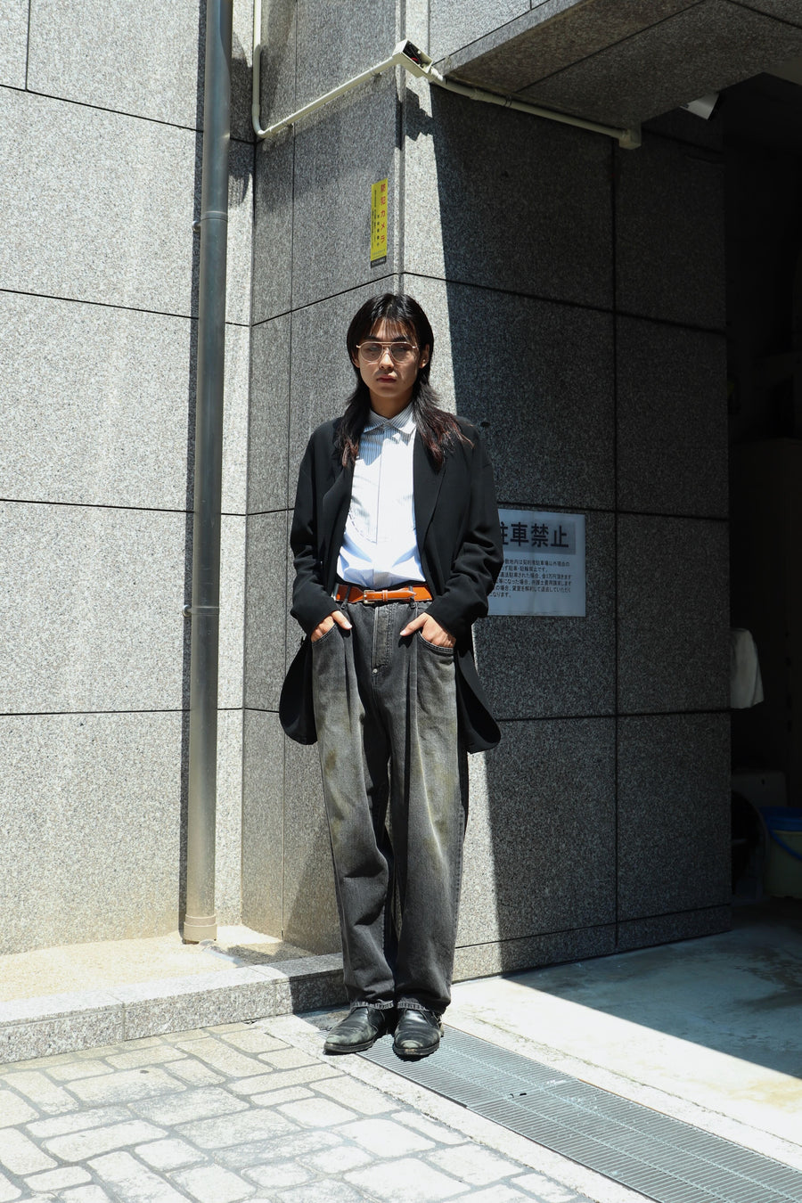 SOSHIOTSUKI  DRAPED DART WOOL SERGE BLAZER(BLACK)