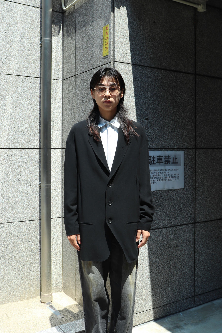 SOSHIOTSUKI  DRAPED DART WOOL SERGE BLAZER(BLACK)