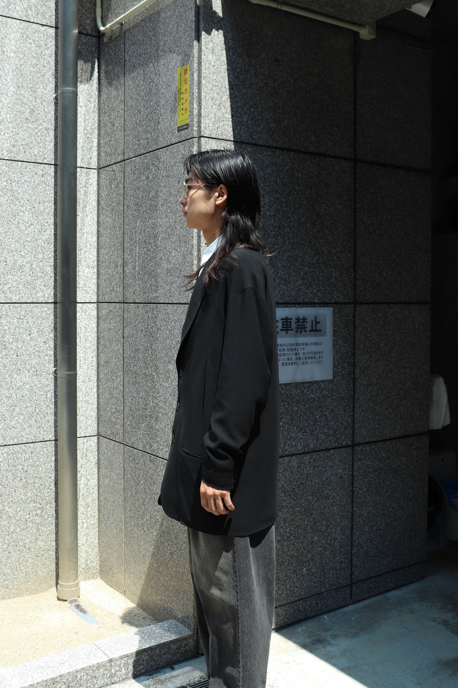 SOSHIOTSUKI  DRAPED DART WOOL SERGE BLAZER(BLACK)