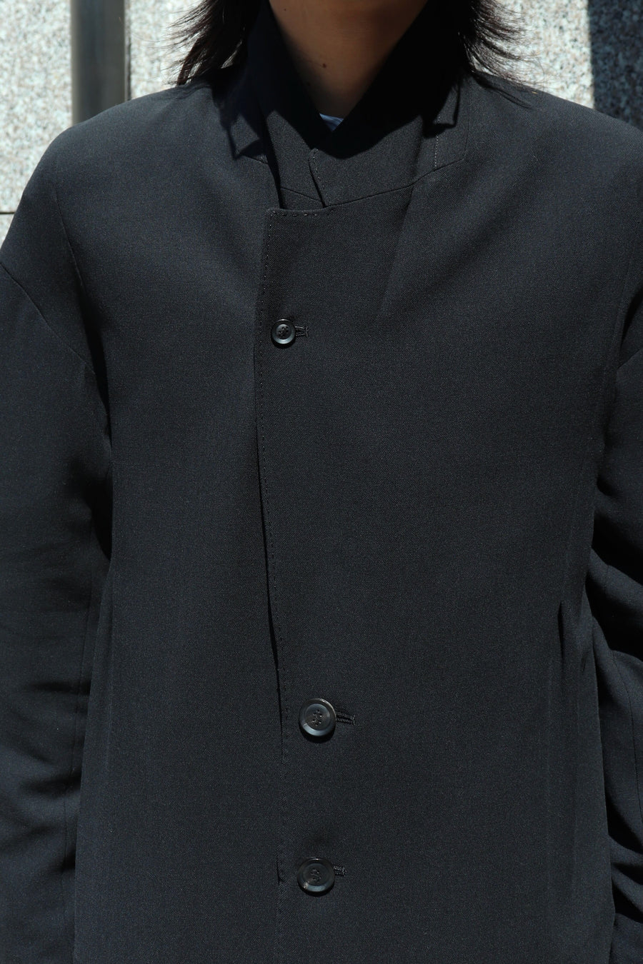 SOSHIOTSUKI  DRAPED DART WOOL SERGE BLAZER(BLACK)