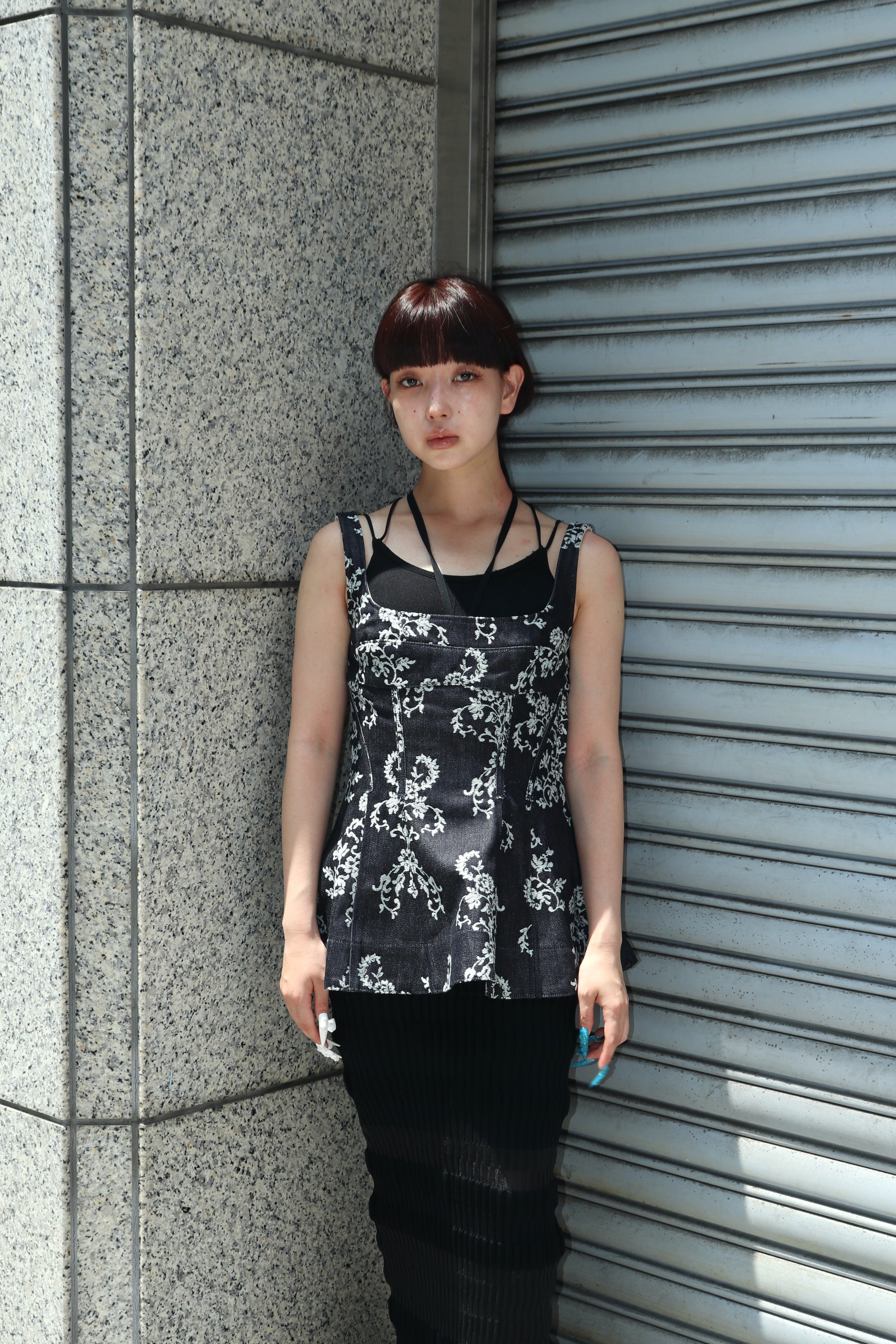 FETICO(フェティコ)のLACE-JACQUARD DENIM PEPLUM BUSTIERの通販