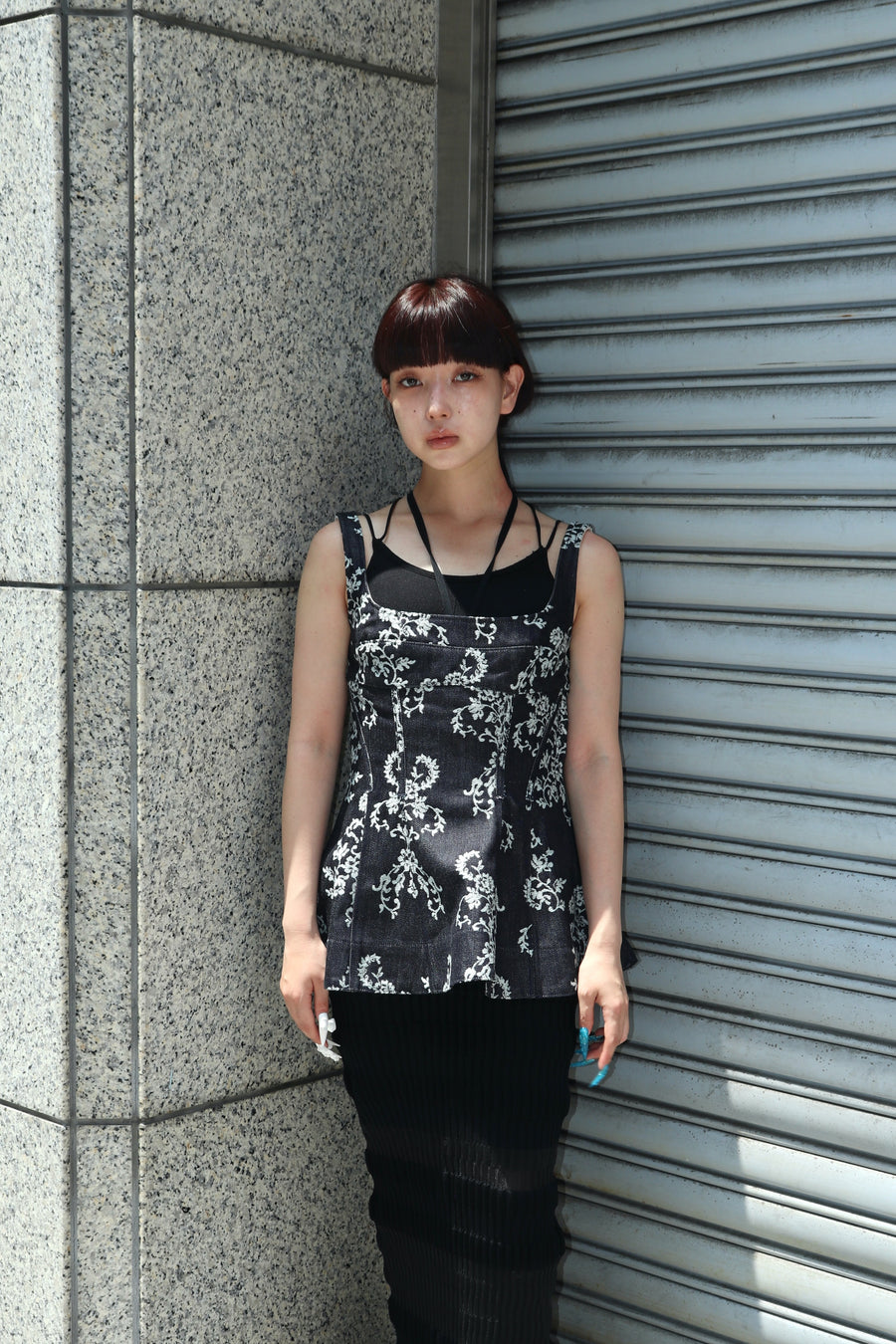 FETICO(フェティコ)のLACE-JACQUARD DENIM PEPLUM BUSTIERの通販