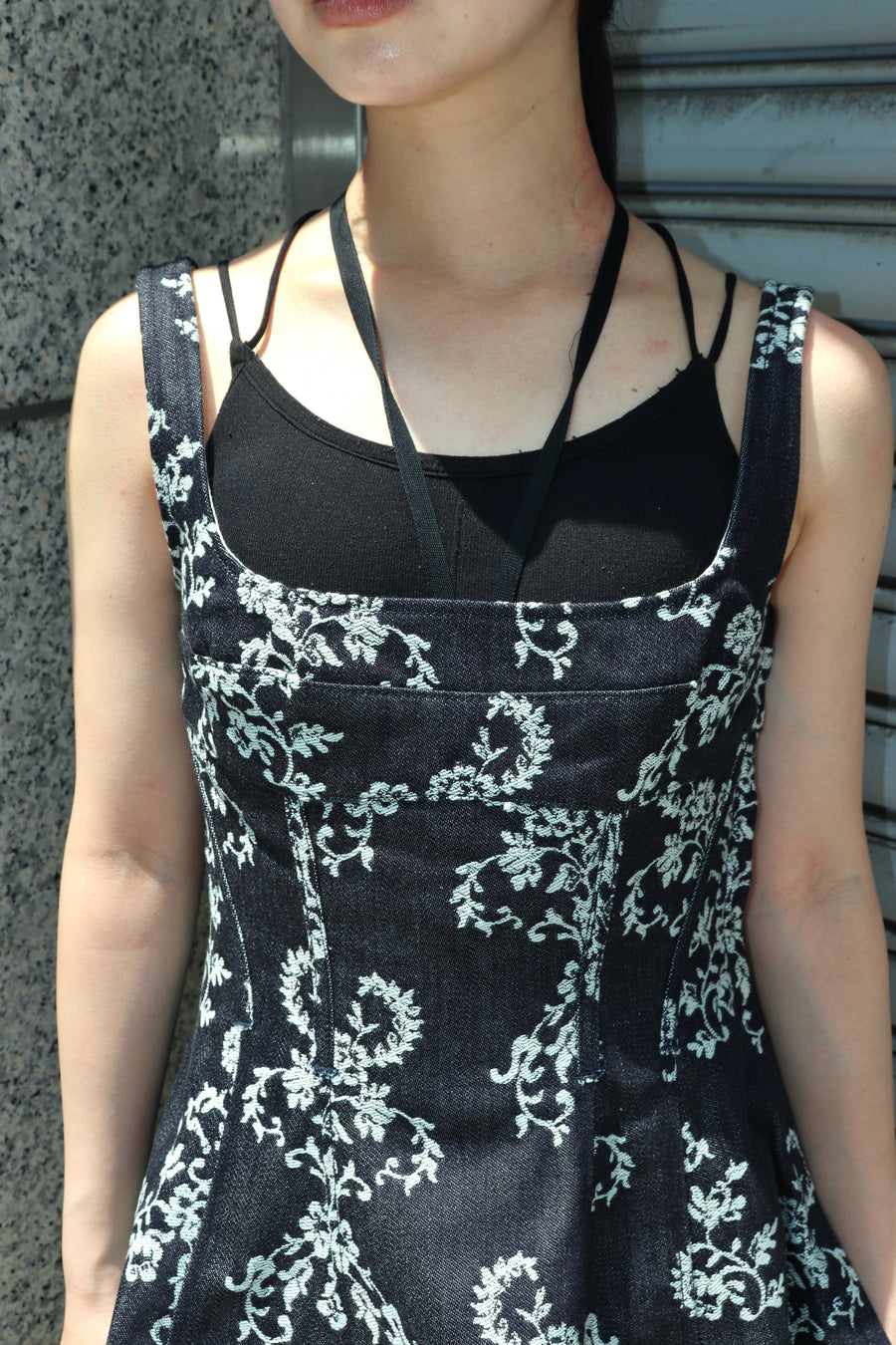 FETICO(フェティコ)のLACE-JACQUARD DENIM PEPLUM BUSTIERの通販