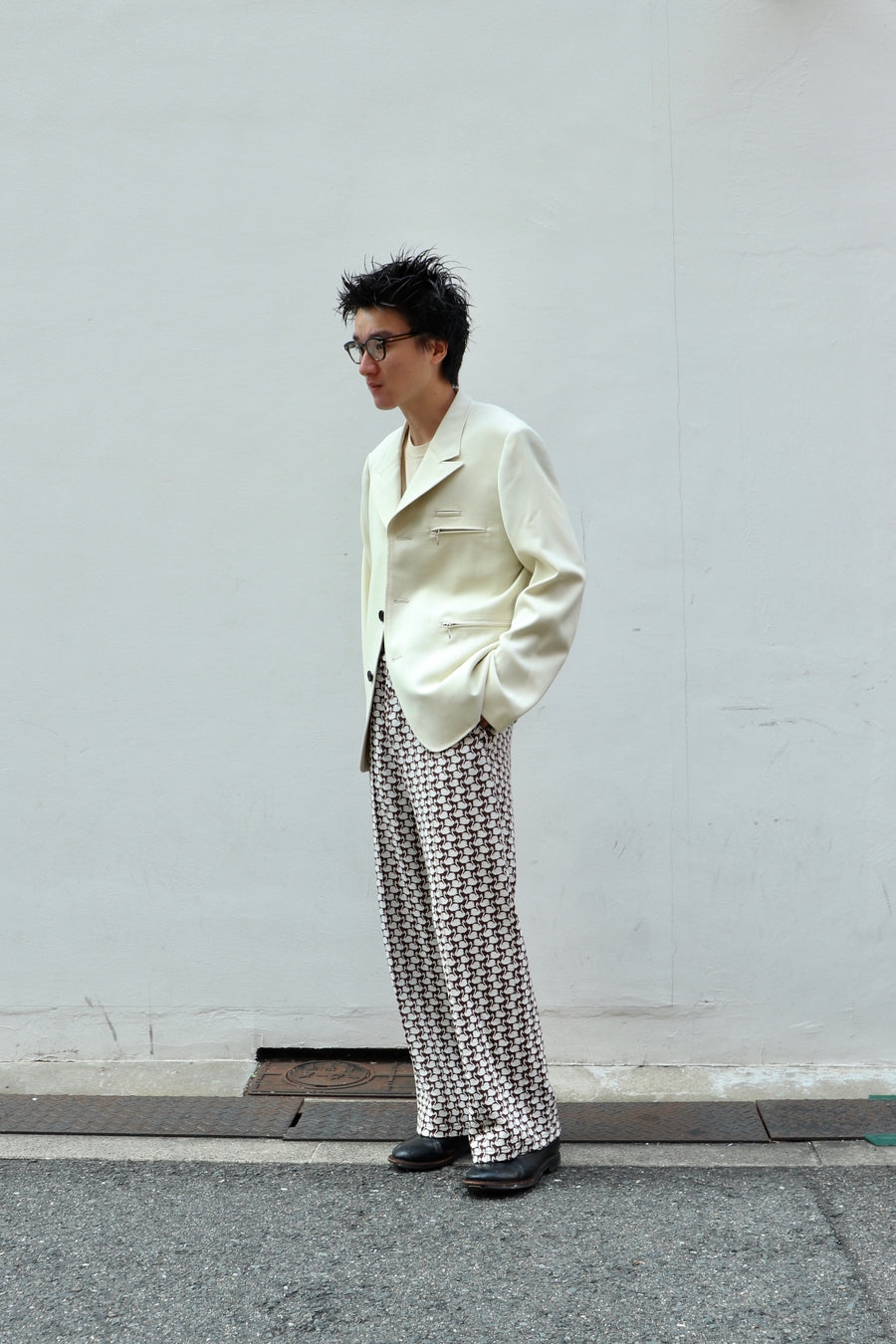 MASU  SWAN MONOGRAM TRACK PANTS(BROWN)