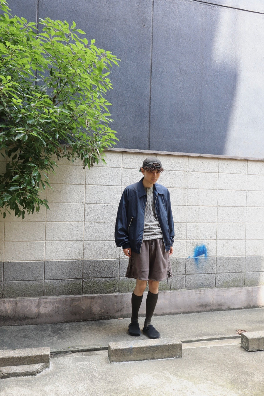 SUGARHILL  NYLON ZIP SWINGTOP(NAVY)