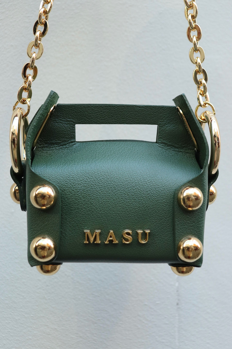 MASU(エムエーエスユー)のLEATHER CAKE BAG PETIT MOSS GREEN(バッグ