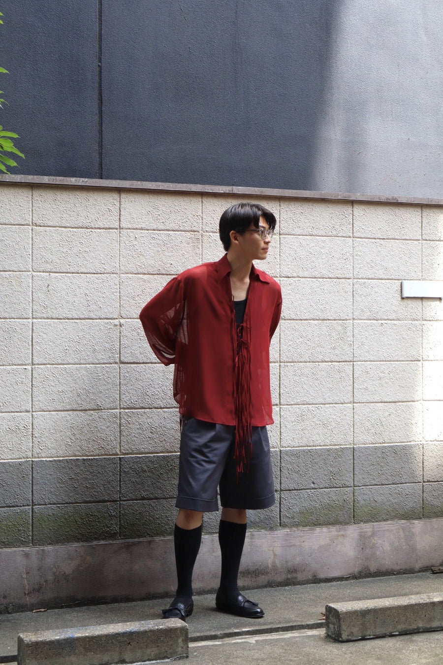 SUGARHILL  SHEER CORDED SHIRTS(RED)