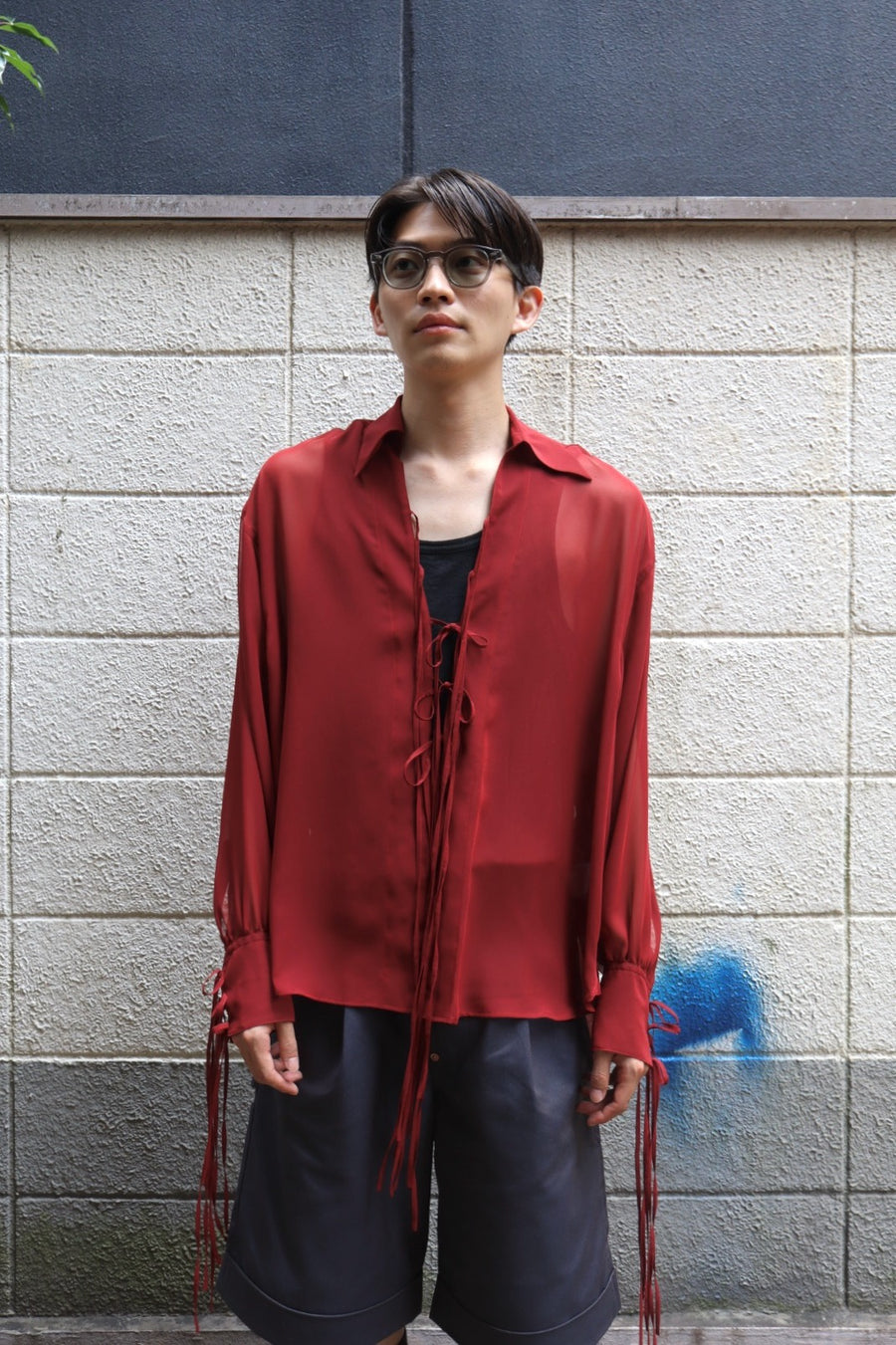 SUGARHILL  SHEER CORDED SHIRTS(RED)