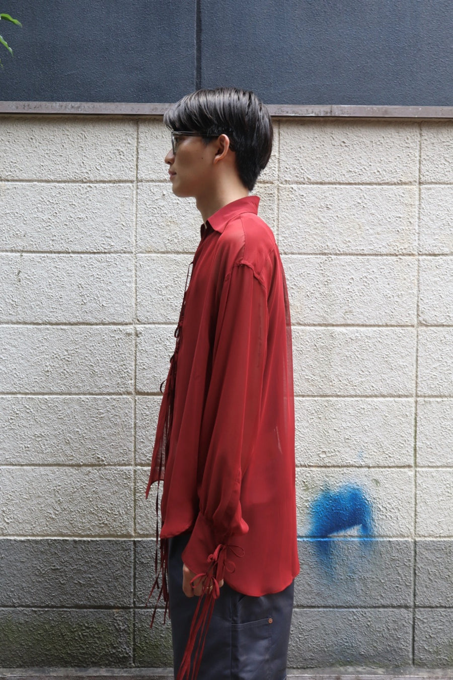 SUGARHILL  SHEER CORDED SHIRTS(RED)