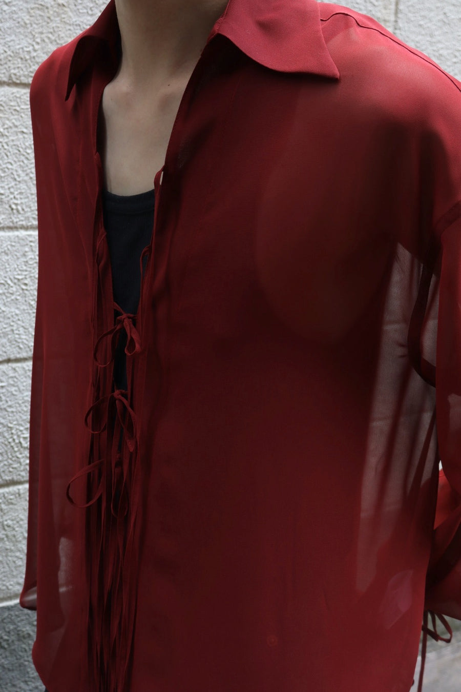 SUGARHILL  SHEER CORDED SHIRTS(RED)