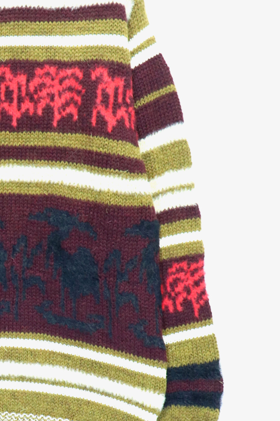 TOGA VIRILIS  Wool jacquard knit pullover(DARK RED)