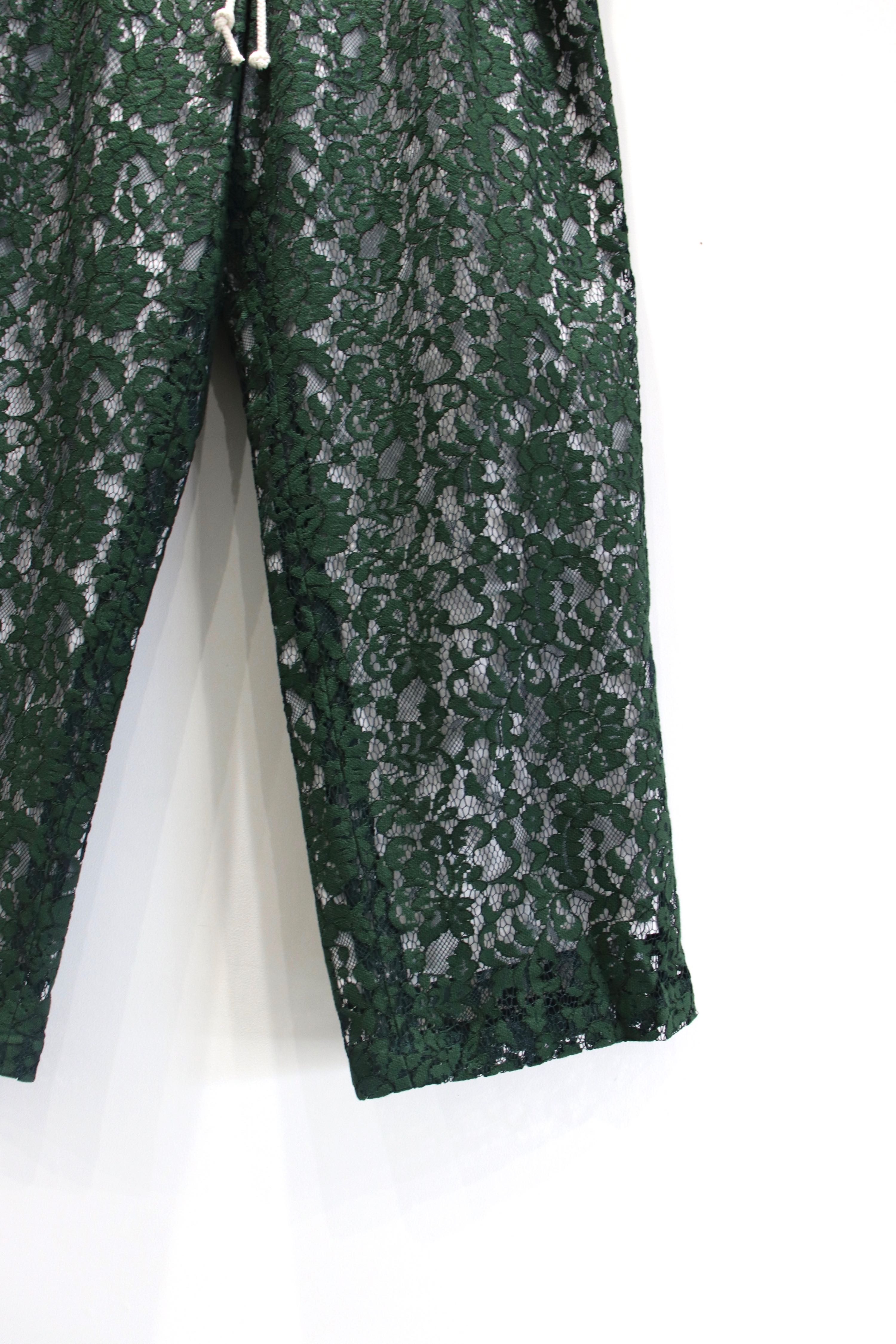 urig レースパンツ Urig（ウーリッヒ）のLACE EASY FL PANTS GREEN(パンツ)の通販