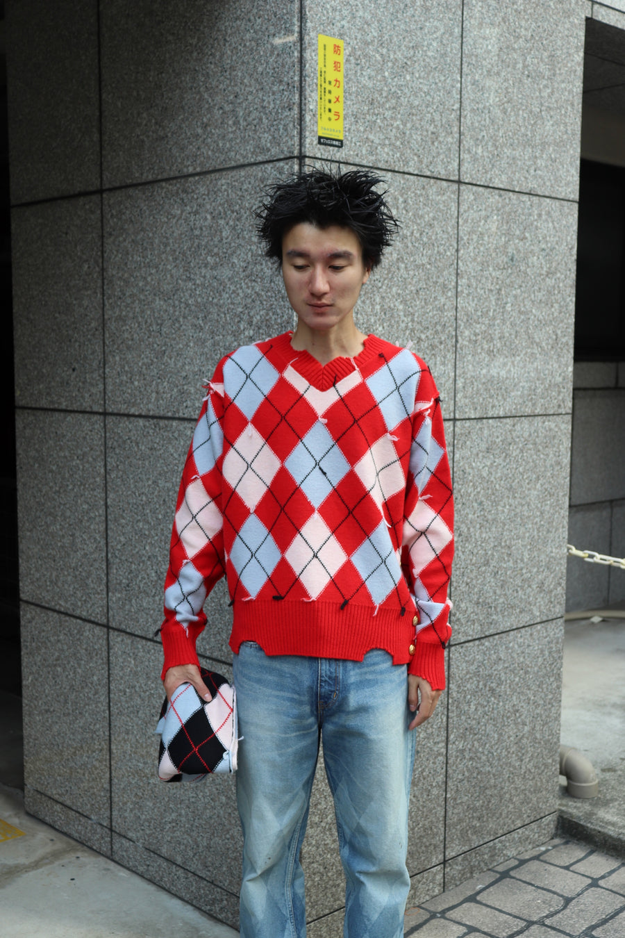 MASU(エムエーエスユー)のDIAMOND SCRAPED SWEATER REDの通販｜PALETTE