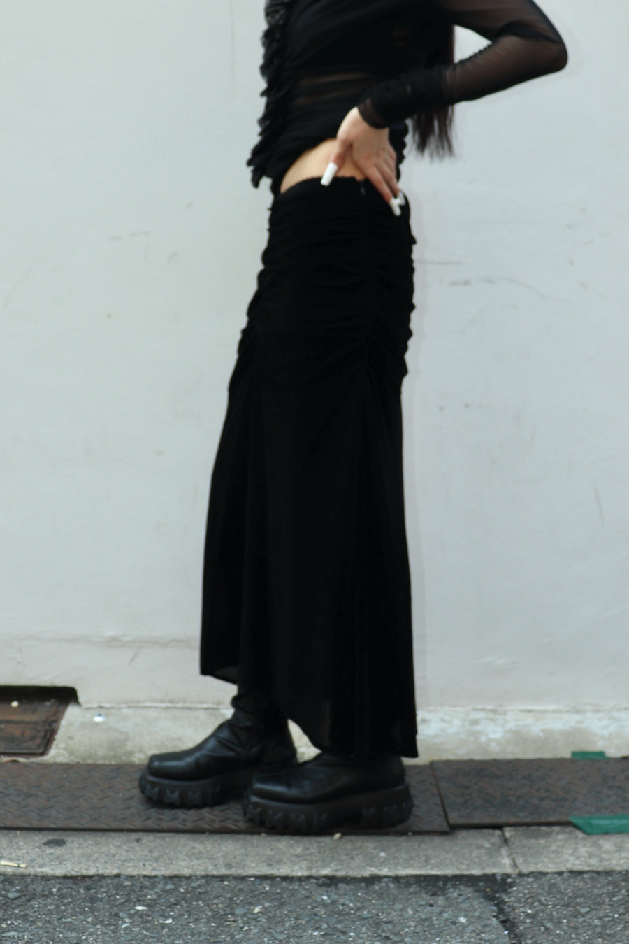 FETICO  Velvet tulle gathered skirt