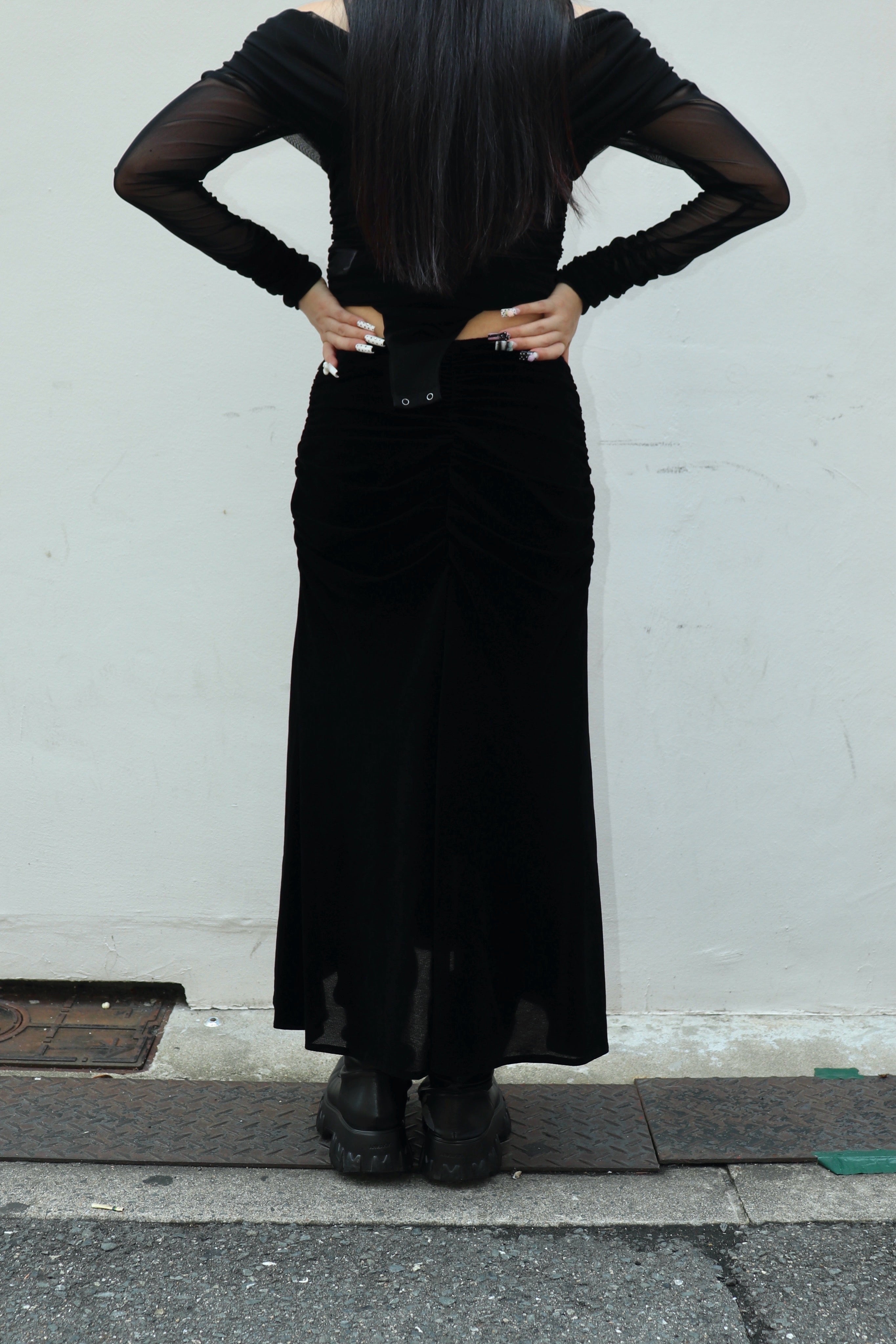 スカート FETICO VELVET TULLE GATHERED SKIRT size2 VELVET TULLE GATHERED SKIRT – FETICO Official Online Shop